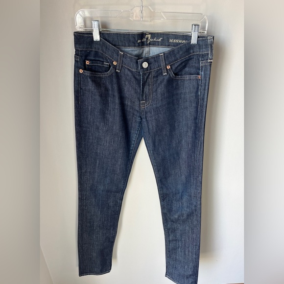 7 For All Mankind Original Roxanne Skinny Dark Blue Wash | Size 29 | 32’’ Inseam - Picture 2 of 12